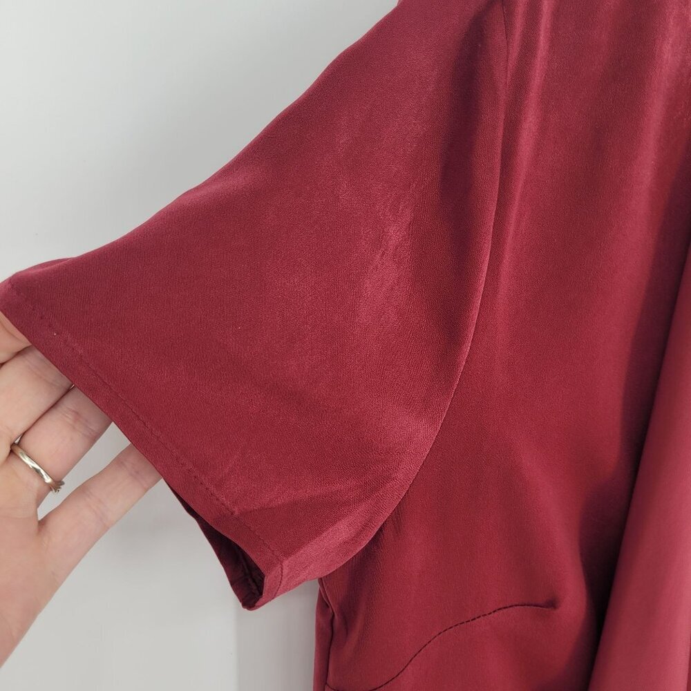 Lulus womens small Dear friend satin Drape front shift minidress wine maroon - Picture 2 of 10